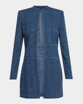 Misook Floral Jacquard Open Jacket