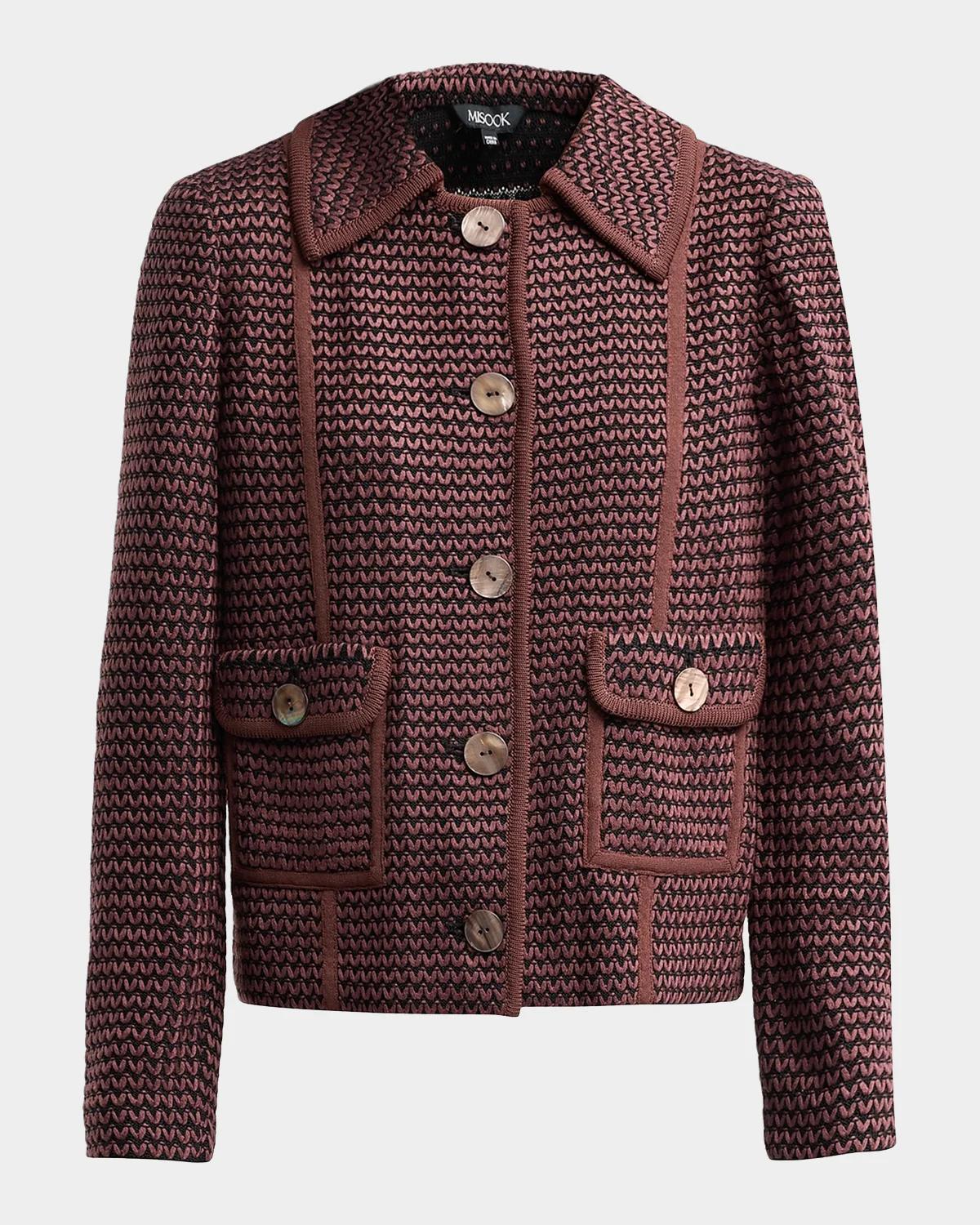 Misook Graphic Textured Knit Jacket