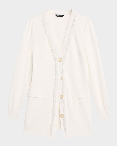 Misook Heritage Bead-Trim Flat Knit Cardigan