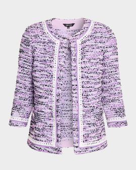 Misook Heritage Lace-Trim Tweed Jacket