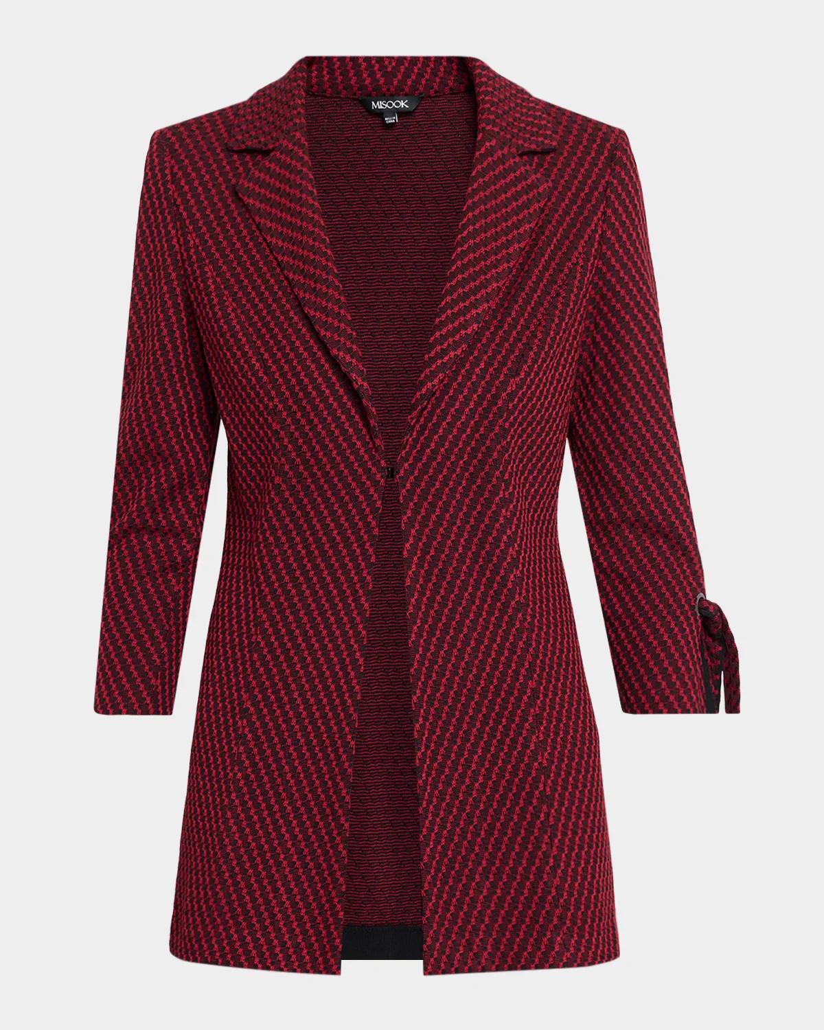 Misook Knit Single-Breasted Tie-Cuff Jacket