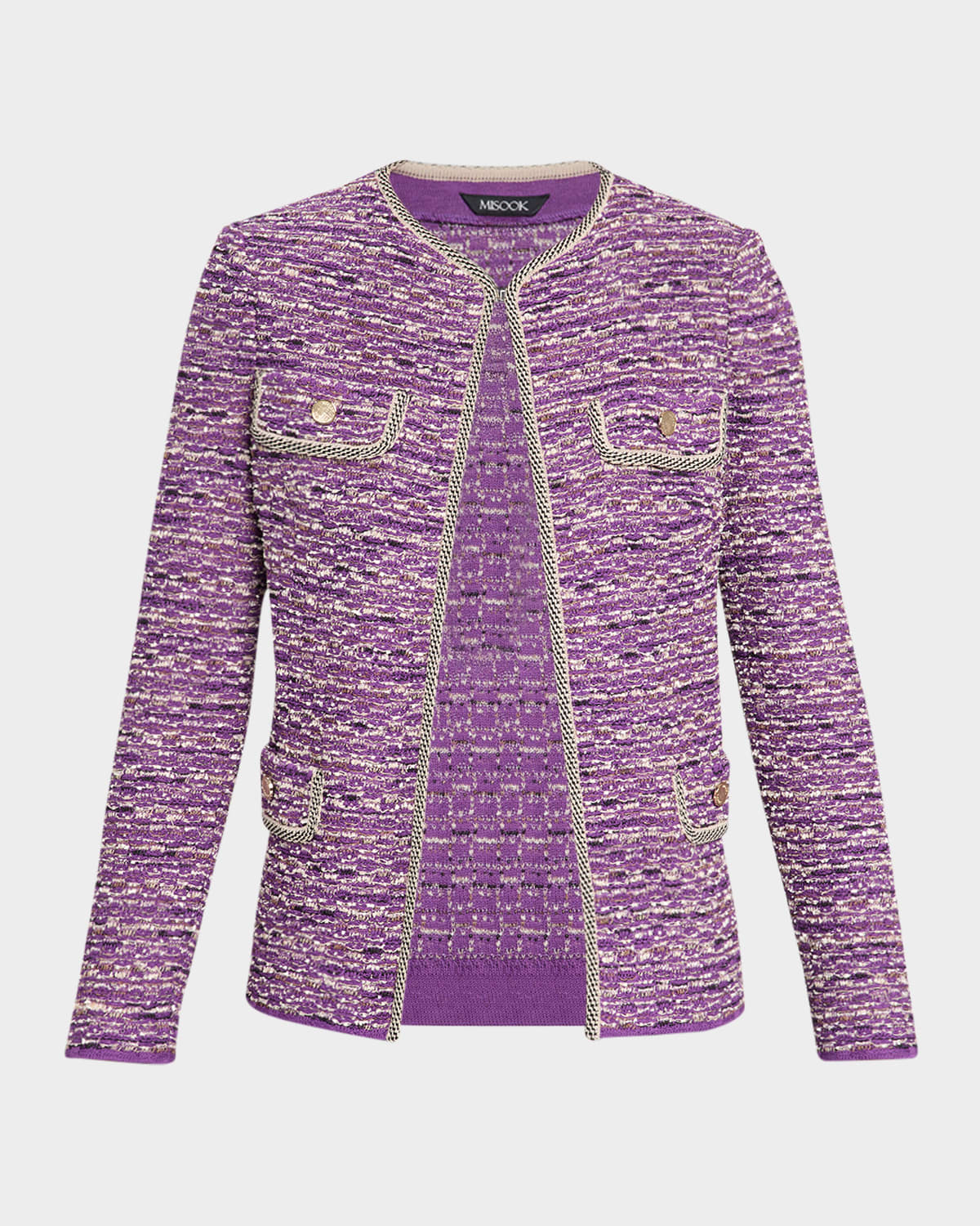 Misook Lurex Eyelash Ribbon Knit Jacket