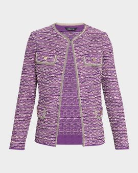 Misook Lurex Eyelash Ribbon Knit Jacket