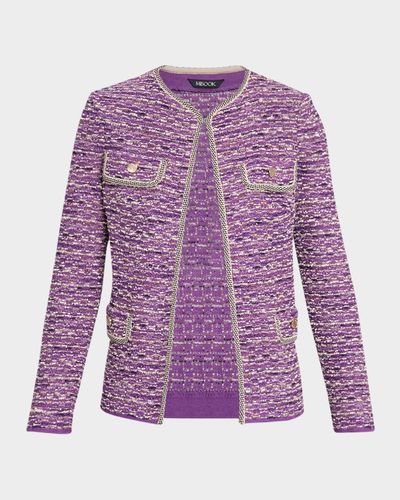 Misook Lurex Eyelash Ribbon Knit Jacket