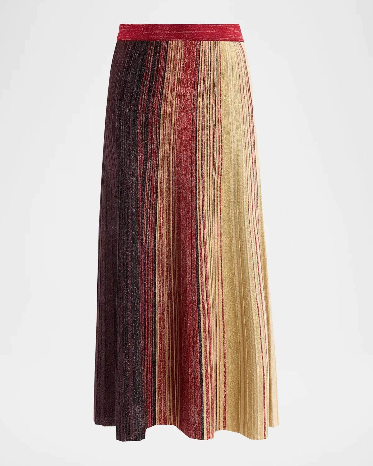 Misook Metallic Striped Maxi Skirt