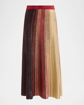 Misook Metallic Striped Maxi Skirt