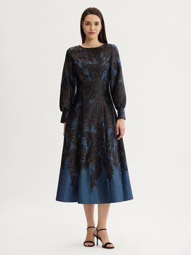 Misook Misook A-Line Bloomscape Jaquard Woven Maxi Dress