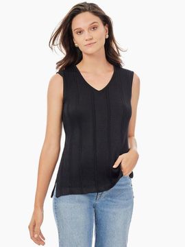 Misook Misook Cable Stripe V-Neck Knit Tank