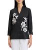 Misook Misook Embroidered Crepe de Chine Blouse - 1