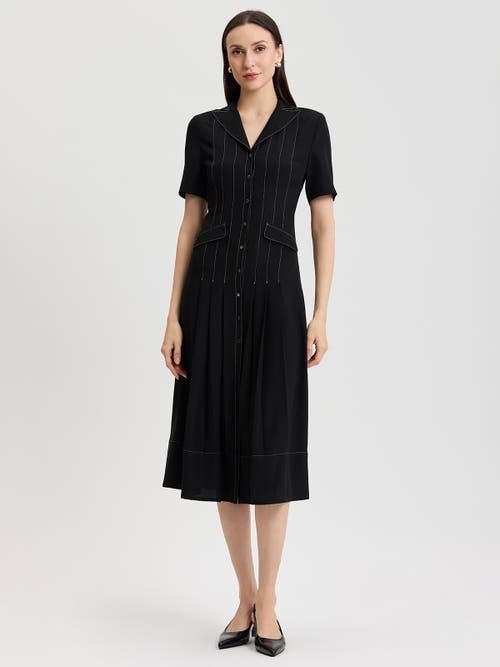 Misook Misook Fit & Flare Monochrome Crepe Maxi Dress