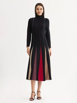 Misook Misook Fit & Flare Multi-Color Soft Knit Maxi Dress