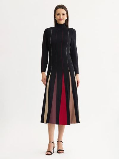 Misook Misook Fit & Flare Multi-Color Soft Knit Maxi Dress