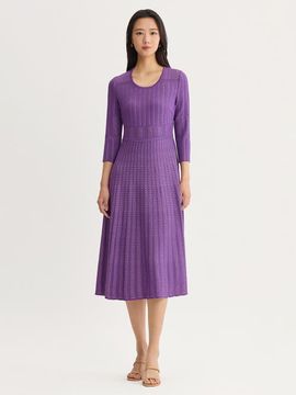 Misook Misook Fit & Flare Multi Stitch Soft Knit Maxi Dress