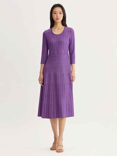 Misook Misook Fit & Flare Multi Stitch Soft Knit Maxi Dress