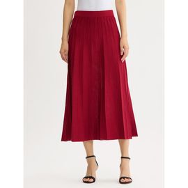 Misook Misook Flared Wide Ribbed Soft Knit Maxi Skirt