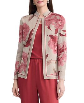 Misook Misook Heritage Floral Jacquard Flat Knit Jacket