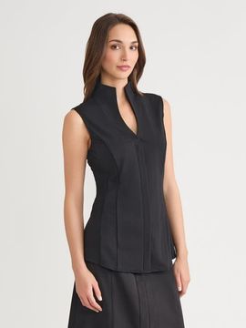 Misook Misook Hi-Neck Sleeveless Pima Cotton Blouse