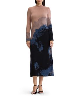 Misook Misook Landscape Mock Neck Knit Maxi Dress