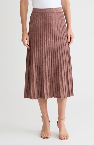 Misook Misook Lurex A-Line Soft Ribbed Knit Midi Skirt