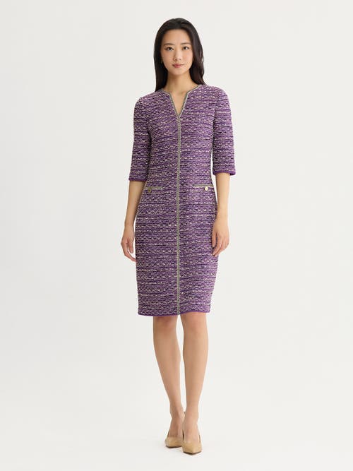 Misook Misook Lurex Eyelash Ribbon Knit Sheath Dress