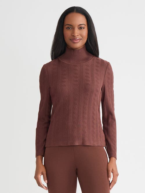 Misook Misook Mock Neck Tonal Soft Knit Top