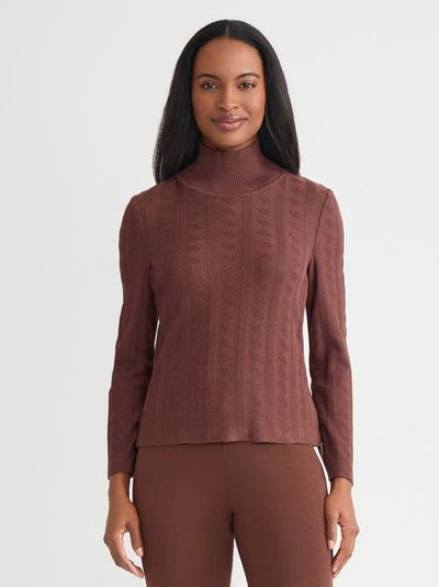 Misook Misook Mock Neck Tonal Soft Knit Top