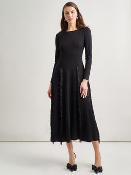 Misook Misook Modern Fit-and-Flare Sequin Princess Seam Knit Maxi Dress