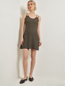 Misook Misook Modern Fit A-Line Curb Chain Double Strap Knit Mini Dress