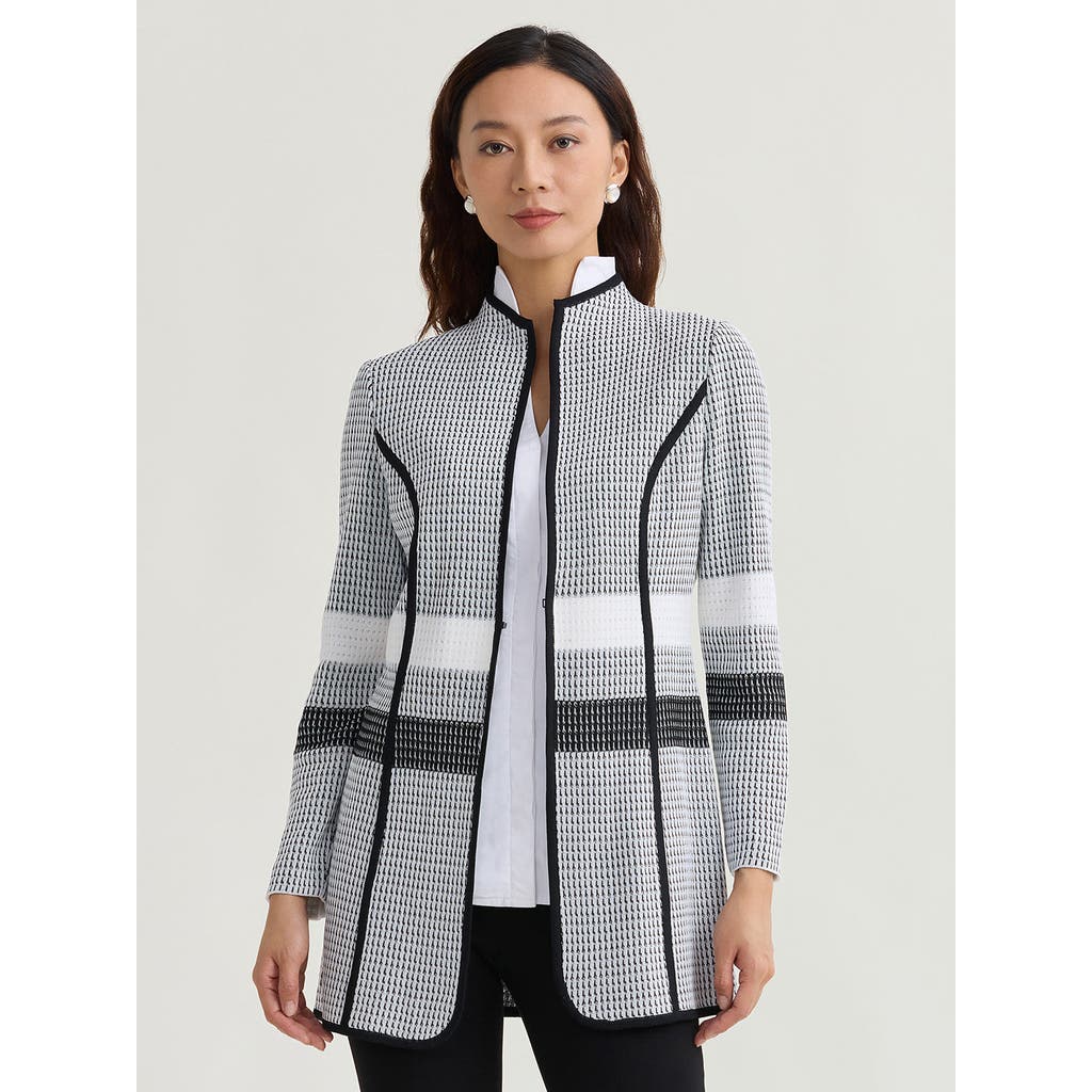 Misook Misook Monochrome Jacquard Knit Jacket