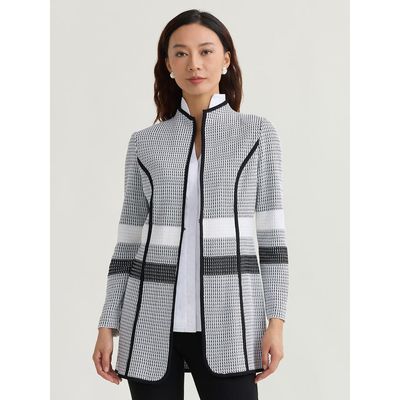 Misook Misook Monochrome Jacquard Knit Jacket
