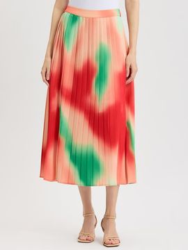 Misook Misook Multi-Color Pleated Crepe Maxi Skirt