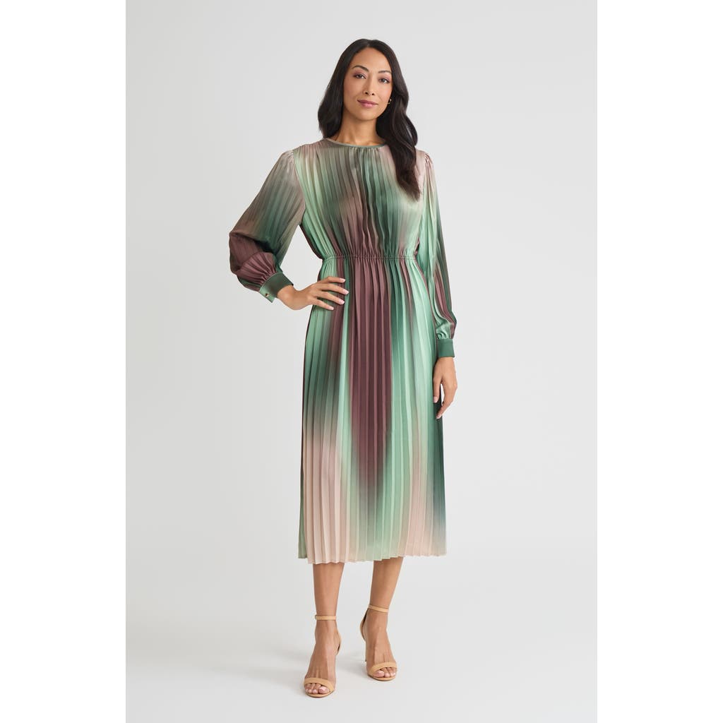 Misook Misook Pleated Ombre Crepe de Chine Maxi Dress