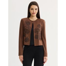 Misook Misook Relaxed Embroidered Metallic Knit Cardigan