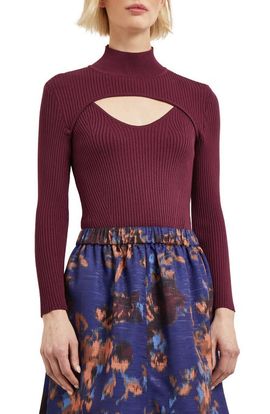 Misook Misook Rib Mock Neck Camisole & Bolero Set
