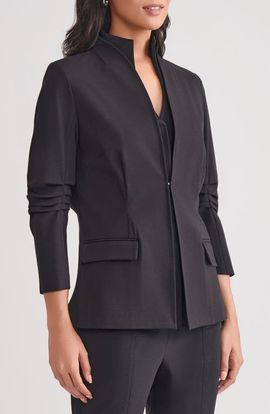 Misook Misook Ruched Sleeve Ponte Jacket