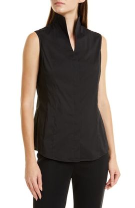 Misook Misook Sleeveless Stand Collar Blouse