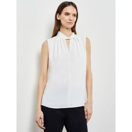 Misook Misook Sleeveless Twist Neck Crepe de Chine Blouse