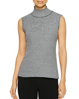 Misook Misook Striped Mock Neck Tank