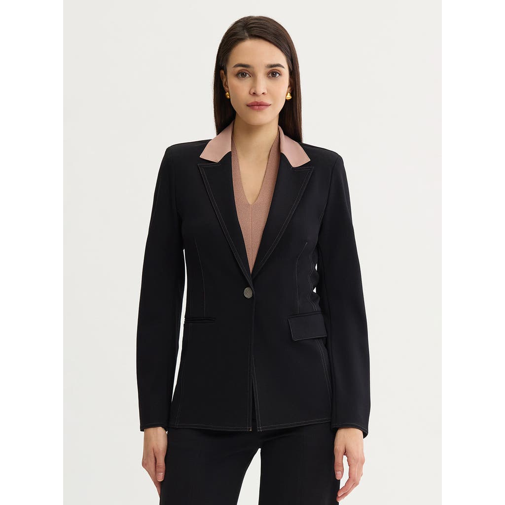 Misook Misook Tailored LuxeStretch Contrast Stitch Blazer