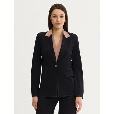 Misook Misook Tailored LuxeStretch Contrast Stitch Blazer