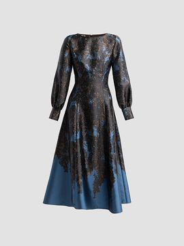 Misook Misook Women's Bloomscape Jacquard Woven A-Line Maxi Dress