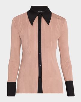 Misook Mixed Media Knit Shirt