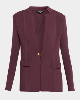 Misook Multi-Rib Knit Single-Breasted Blazer Jacket