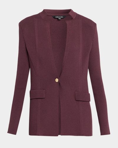 Misook Multi-Rib Knit Single-Breasted Blazer Jacket