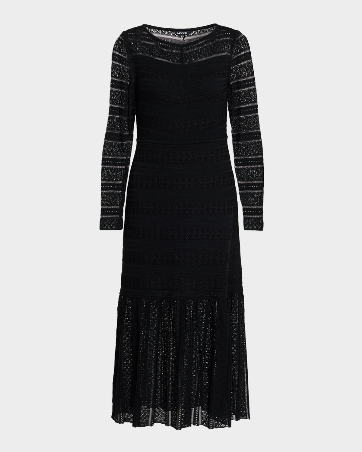 Misook Open-Stitch Knit Midi Dress