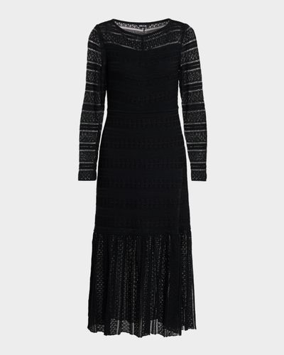 Misook Open-Stitch Knit Midi Dress
