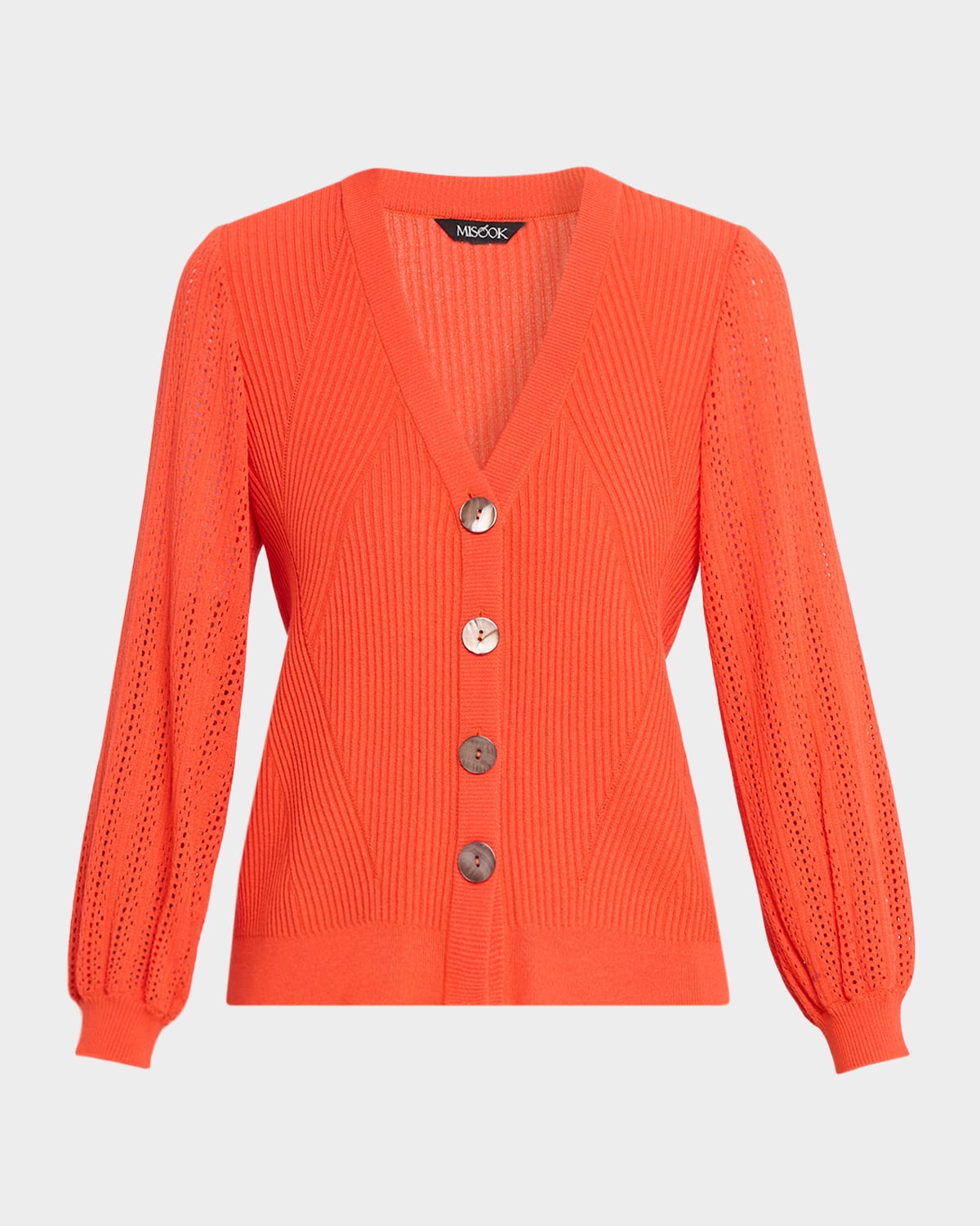 Misook Pointelle-Knit Cardigan