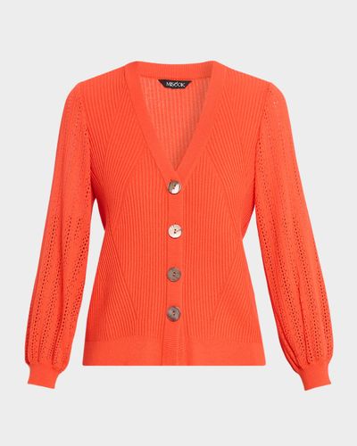 Misook Pointelle-Knit Cardigan