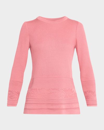 Misook Pointelle Knit Ribbed Tunic