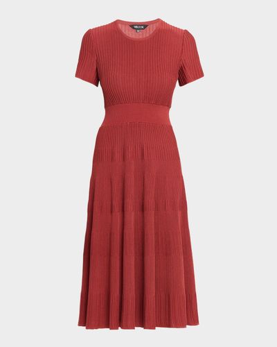 Misook Rib-Knit Fit &amp; Flare Midi-Dress